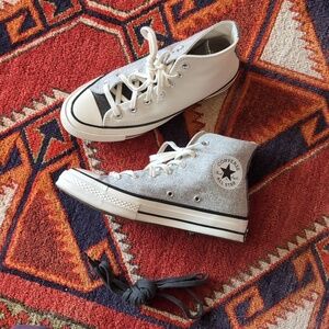 Converse Gray and White High Top Sneakers Size 8 New